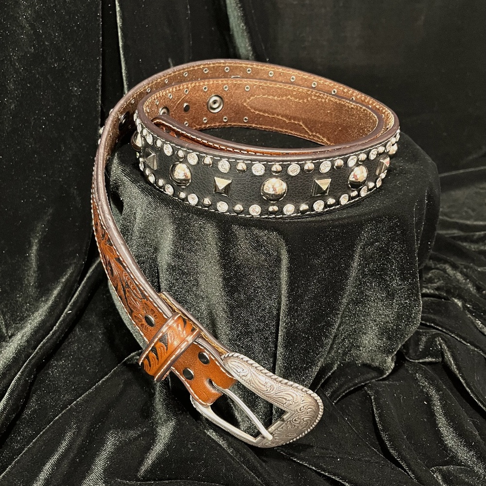 Nocona Leather Belt with Rhinestones